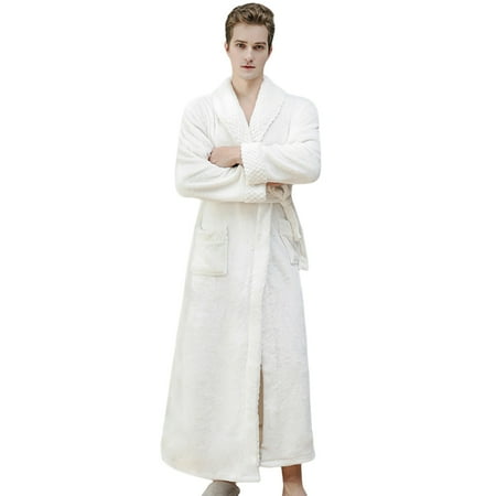 

Magazine Men Women s Soft Plush Fleece Robe with Belt Winter Warm Full Length Bathrobe Shower Pajamas for Couple