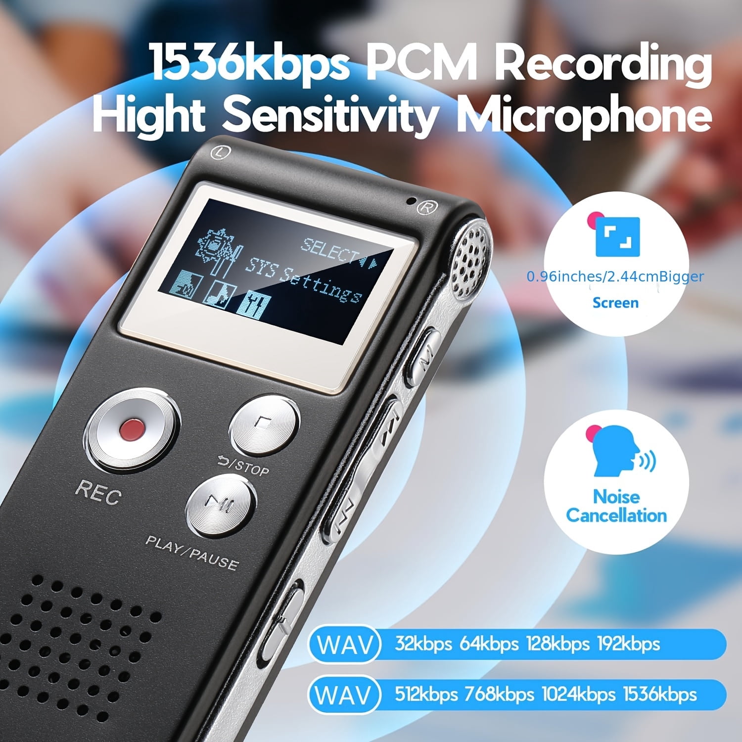 Digital Voice Recorder • Voice Activated Recorder • Upgraded Audio Recorder with MP3&USB • for Lectures, Meetings, Interviews