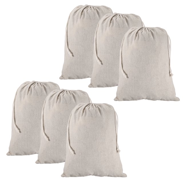 Uxcell 6pcs Bolsas de Almacenamiento de Algodón 11.8" x 15.8" Bolsa de Cuerda de Lona, Beige