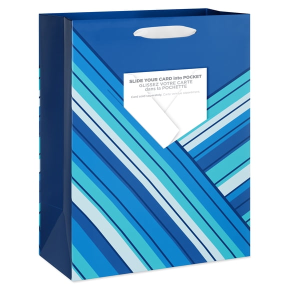 American Greetings Blue Gift Bag with Slot for Greeting Card (1 Bag, 12.75 in. x 10 in.)