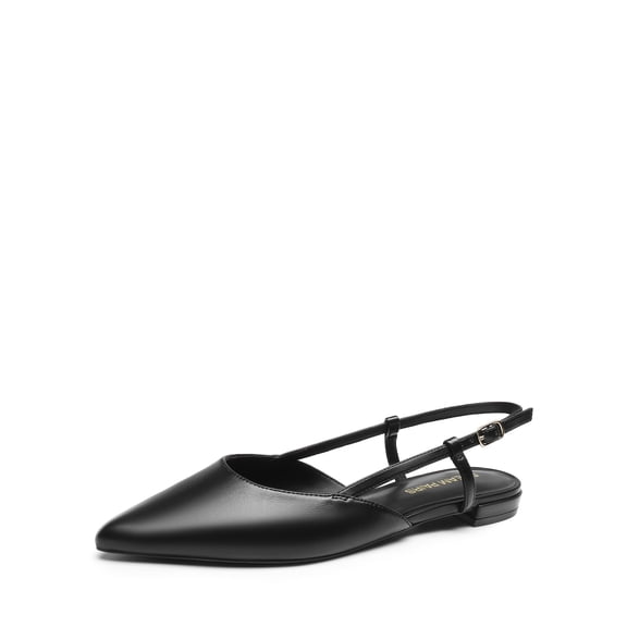 DREAM PAIRS Slingback Flats for Women, Pointed-Toe Elegant Women's Ballet Flats with Buckle Strap, Classic Low Heel Dress Shoes for Casual Work Office Party