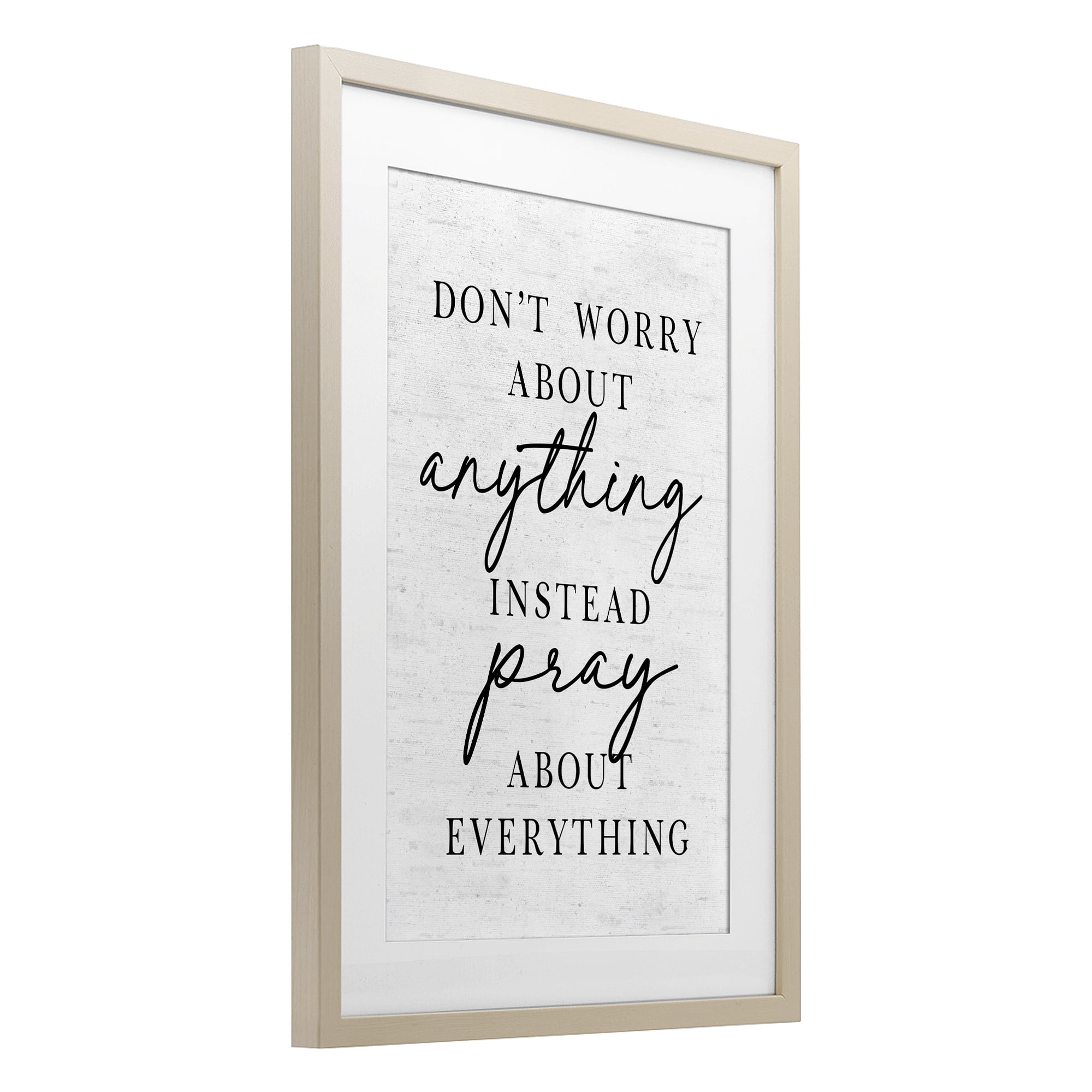 Pray Instead Of Worry Birch Framed Print Under Glass, design by Lettered and Lined