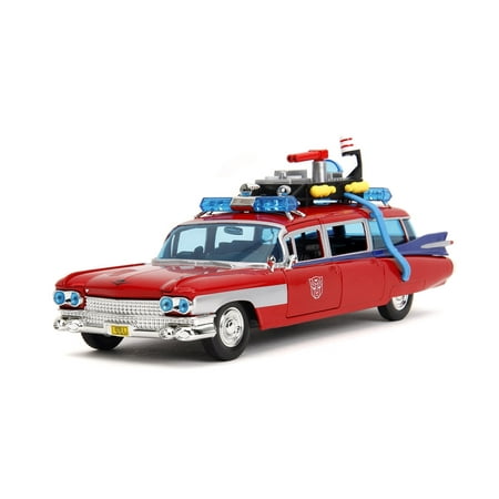 Ecto-1 1959 Cadillac Ambulance Transformers Mash-Up Ghostbuster – Jada Toys 35466 – 1/24 Scale Diecast Model Car