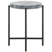 SAFAVIEH Gustavia 23" Round End Table, Grey Marble/Black