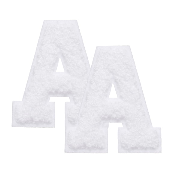 Uxcell 2 Pcs Letter-A Iron-on Patches, Chenille Letters Patches Cute Alphabet Embroidery Applique with Ironed Adhesive for Jackets Clothing Repair Bag Hat DIY Decor, White