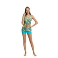 thumbnail image 3 of SWSMCLT Women's High Waisted Tankini V Neck Boyshort Swimsuit Bathing Suit Modest 2 Piece Cute Slimming Short Peacock Blue 4-6, 3 of 5