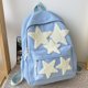 thumbnail image 4 of Linda mochila escolar para mujer con apliques de estrellas, bolsa de viaje al aire libre, color azul, 4 of 8