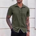 thumbnail image 1 of Styesk T Shirts for Man Casual Solid Color Button Short Sleeve Turndown Collar Blouse Shirt, 1 of 8