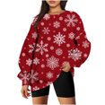 thumbnail image 1 of Costumes de Noël en Solde Col Rond Mode Décontractée Manches Longues Chandail en Molleton Imprimé de Noël Blouse Chandail en Molleton Surdimensionné pour Femmes, 1 of 5