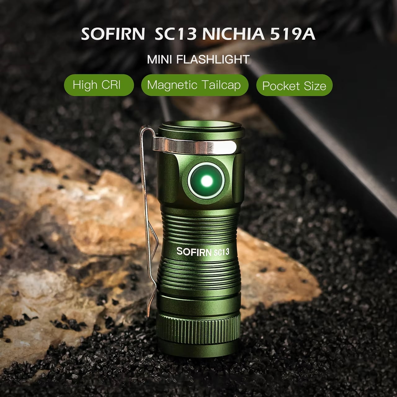 Sofirn SC13 1300 Lumens Mini Flashlight USB-C Rechargeable, 519A 5000K LED 1100 Lumen Powerful EDC Keychain Light, IPX8 Waterproof & Magnetic, Portable Keyring Flashlight for Camping Hiking