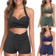 thumbnail image 5 of Conjunto de Bikini Bandeau Sexy para mujer, traje de baño brasileño con Tanga y diamantes de imitación de lujo con relleno de realce, color negro, 2025, 5 of 5
