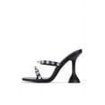 thumbnail image 2 of Cape Robbin Mayqueen Black Rhinestone Pyramid Heeled Mule Crystal Dress Sandals (Black, 7.5), 2 of 4