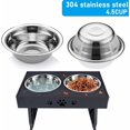 thumbnail image 5 of Soporte elevado para cuencos para perros, 2 cuencos de acero inoxidable de 1140 ml, cuencos ajustables para perros y gatos grandes, base antideslizante (negro), 5 of 5