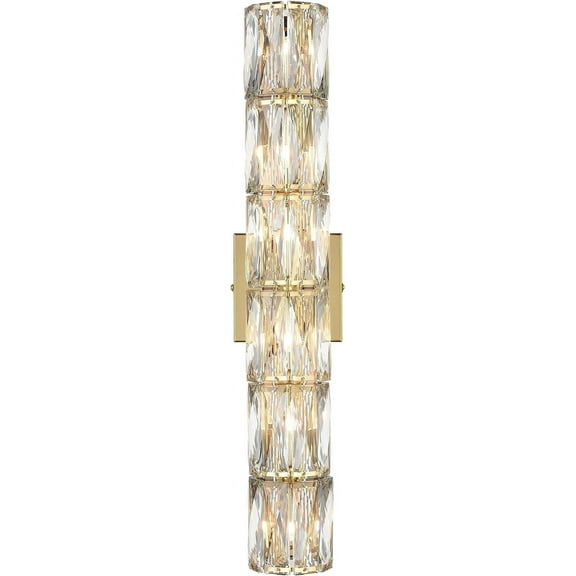 Claxy 6-Light Gold Wall Sconce with Tube Crystal Glass Shade