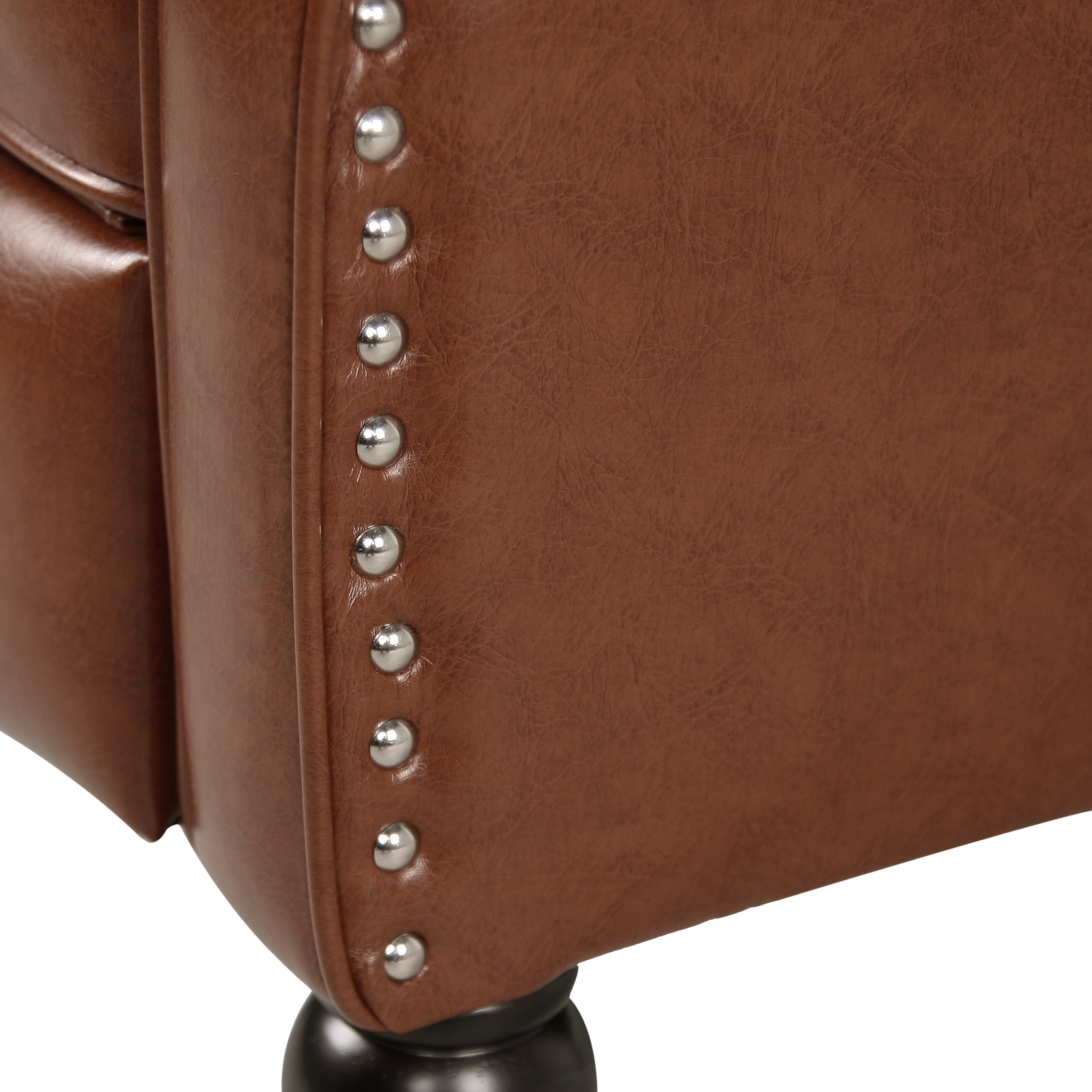 Noble House Bryce Faux Leather Recliners, Cognac, Dark Brown