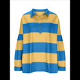 thumbnail image 3 of Suéteres de Cuello en V y Larga con Botones y Bloques de Color A Rayas para Mujer, Moda de Otoño 2025, Talla Grande Amarillo y Azul M, 3 of 6