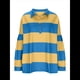 thumbnail image 3 of Suéteres de Cuello en V y Larga con Botones y Bloques de Color A Rayas para Mujer, Moda de Otoño 2025, Talla Grande Amarillo y Azul M, 3 of 6