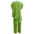 thumbnail image 5 of NMMUED 2 Piece Outfits for Women Asymmetrical Hem Short Sleeve Button Top Wide Leg Pants Set Casual Summer Lounge Matching Suits Green L, 5 of 6