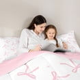 thumbnail image 4 of Erosebridal Pink Bowknot Kids Queen Comforter Set,Cute Bowtie Princess Bedding Comforter Set For Girls,Pink Reversible,3pcs, 4 of 7