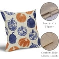 thumbnail image 4 of Blue Orange Pumpkin Fall Pillow Covers 16x16 Set of 2 Chinoiserie Autumn Thanksgiving Grandmillennial Decorative Throw Pillows Outdoor Farmhouse Cushion Case Seasonal Decor for Couch Sofa Bed, 4 of 6