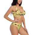 thumbnail image 6 of PAYOHTO Women's Cross Front Bikini Set with High Elasticity Soft Padding Construction Equipment Yellow Bathing Suit Crop Top Swimsuit, 6 of 9