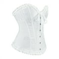 thumbnail image 3 of Corset Belt for Women Vintage Ruffles Halloween Boned Bustier Bodysuit with Front Tie Lace Up 1920S Retro Overbust Push Up Body Shaper for Women White XL, 3 of 6