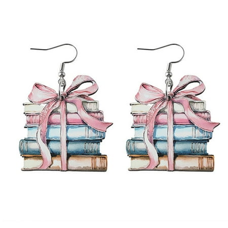 

DBYLXMN Christmas Glass Garland Bead Bookstack Christmas Ornament Book Lover Bookworm Book Club Ornament Librarian 2024 Christmas Ornaments Flat Printed Acrylic Ornament