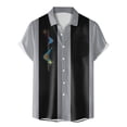 thumbnail image 4 of Mens Bowling Shirts 1950s Casual Short Sleeve Button Up Contrast Shirt Summer Color Block Cuban Shirts Beige L, 4 of 4