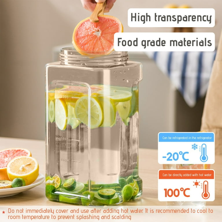 Dpityserensio 3.5L/118oz Large Capacity Plastic Beverage Drink Dispenser  with Handle and Tap Ice Lemonade Juice Container with Lid Fruit MilkTeapot