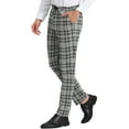 thumbnail image 5 of INSPIRE CHIC Men's Plaid Pants Casual Slim Fit Flat Front Check Dress Trousers, 5 of 6