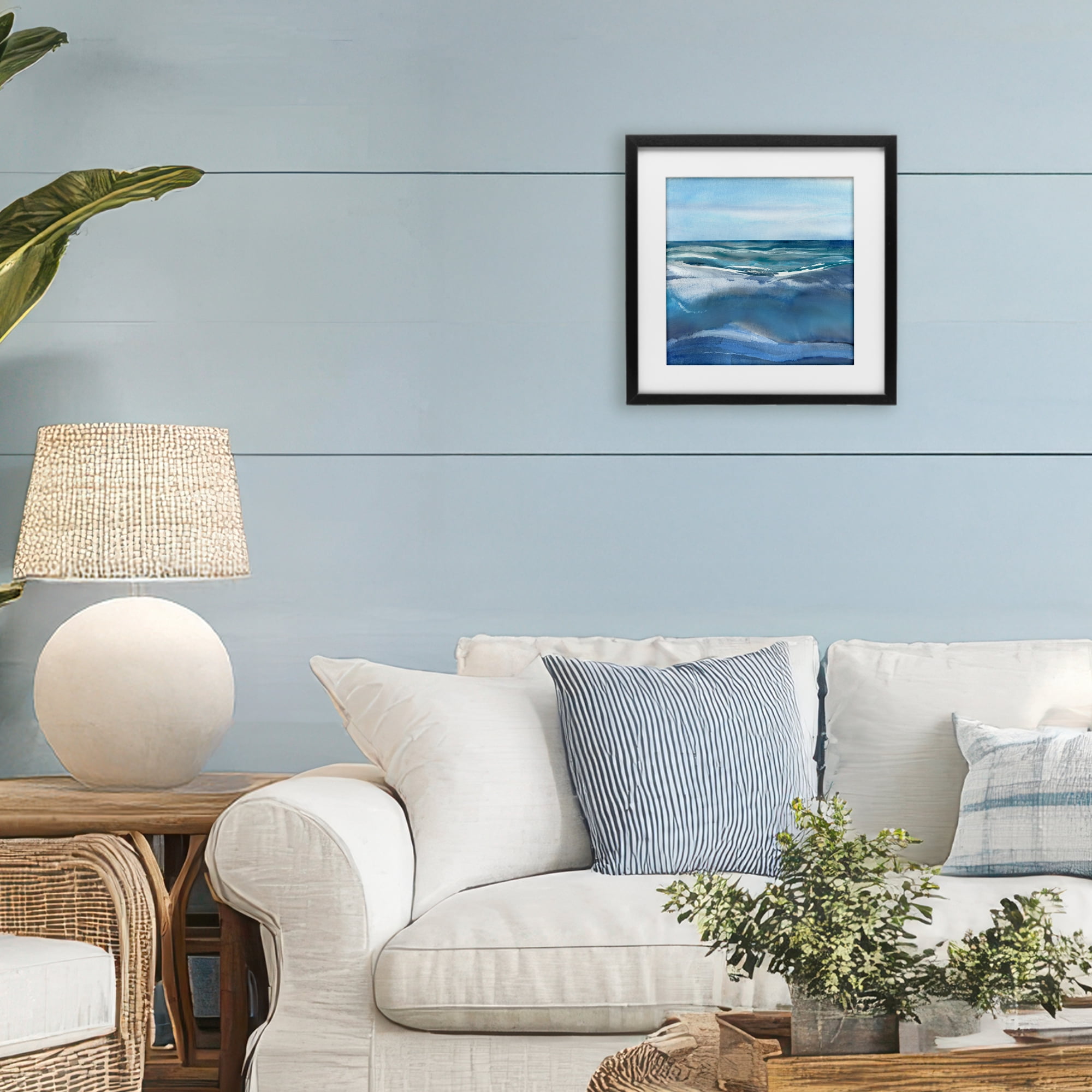 Stupell Industries Calm Seas under Soft Sky Black Framed Print Under Glass, design by Susan Jill