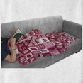 thumbnail image 5 of Love Soft Flannel Fleece Throw Blanket, Hearts for Valentine Checked Pattern Square Geometric Vintage, Cozy Plush for Indoor and Outdoor Use, 50" x 70", Dried Rose White, by Ambesonne, 5 of 5