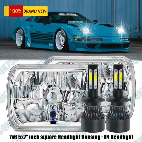 Fit For Chevy Corvette C4 1984-1996 Pair 5x7 7x6 LED Headlights Projector Hi-Lo