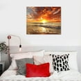 thumbnail image 5 of Acheng Canvas Prints Wall Art Sunset Ocean Beach Pictures Photo Paintings for Living Room Bedroom Home Decorations Modern Stretched and Framed Seascape Waves Landscape 20x16in, 5 of 6