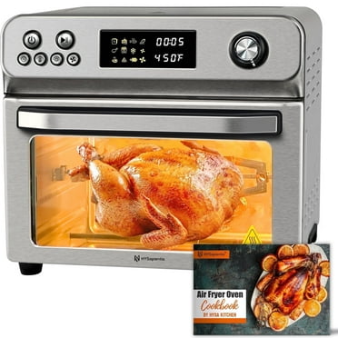 HYSapientia 26QT Stainless Steel Air Fryer Oven With Rotisserie 1800W Air Fryer Toaster oven,10 In 1 Countertop Oven