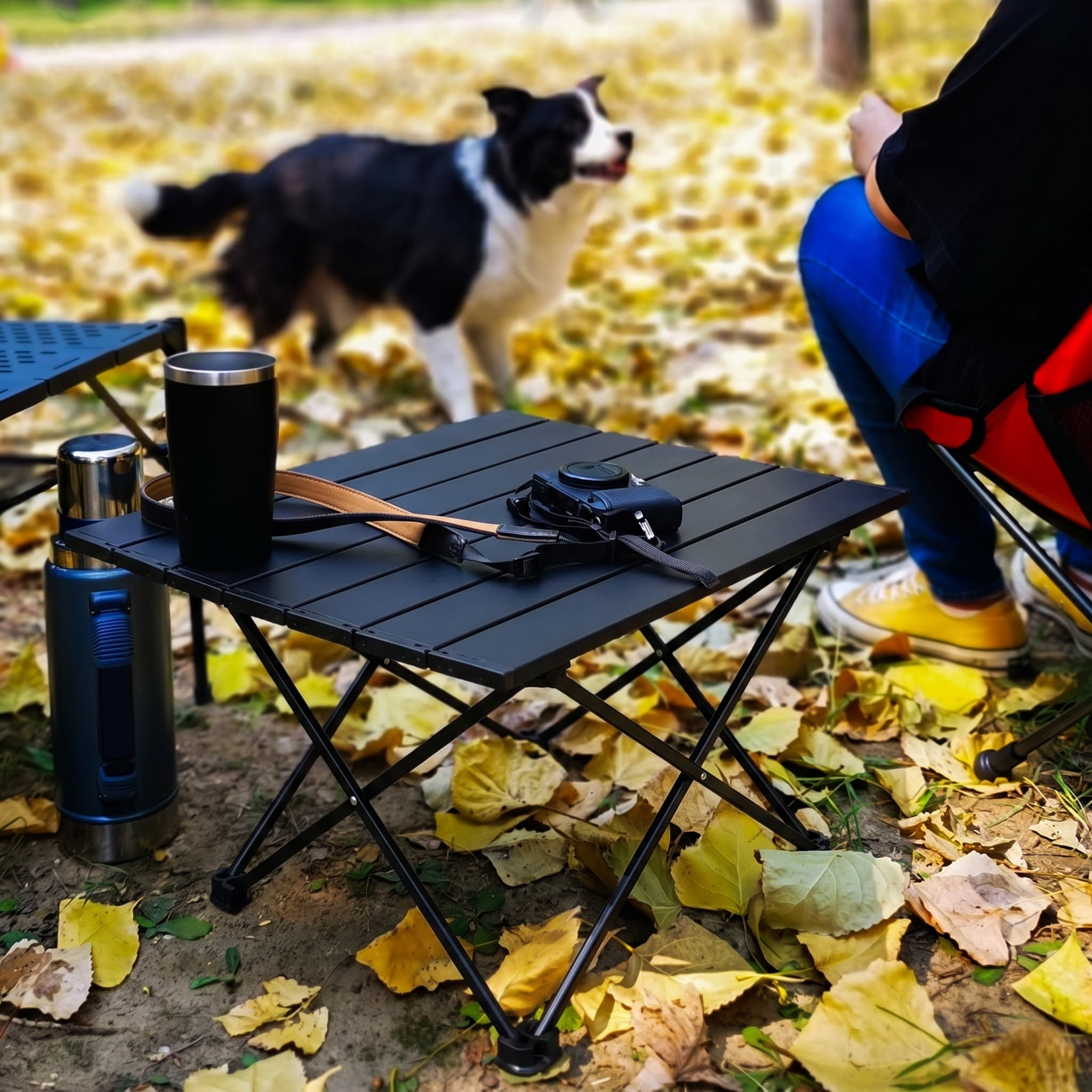 Ultralight Folding Camping Table, Aerospace Aluminum Portable Backpacking Table with Detachable 600D Polyester Storage Bag, Upgraded Nylon Hinges Supports 60 LBS for Hiking Fishing Beach Picnic