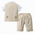 thumbnail image 4 of Baby Boys Gentleman Formal Outfits Toddler Boy Summer Wedding Pinstripe Vest Suit Kids Clothing Sets, 4 of 6