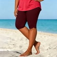 thumbnail image 2 of hoksml Women Plus Size Scallop Hem Biker Shorts, High Waist Stretch Athletic Knee-Length Shorts L-5XL, 2 of 5