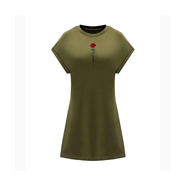 Vestido corto de verano para mujer, vestido con cuello redondo, para viajes, vacaciones, oficina, vacaciones M
