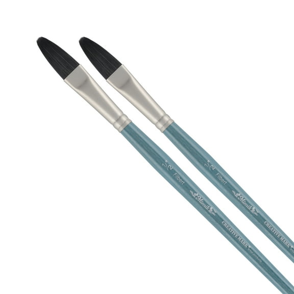 Mimik Professional Watercolor Brushes - Filbert 1/2" - 2 Pk - Synthetic Squirrel Hair - Natural Bristle Artist Brushes for Watercolors, Gouache & Acrylics - Imitates Natural Squirrel and Sable Hair