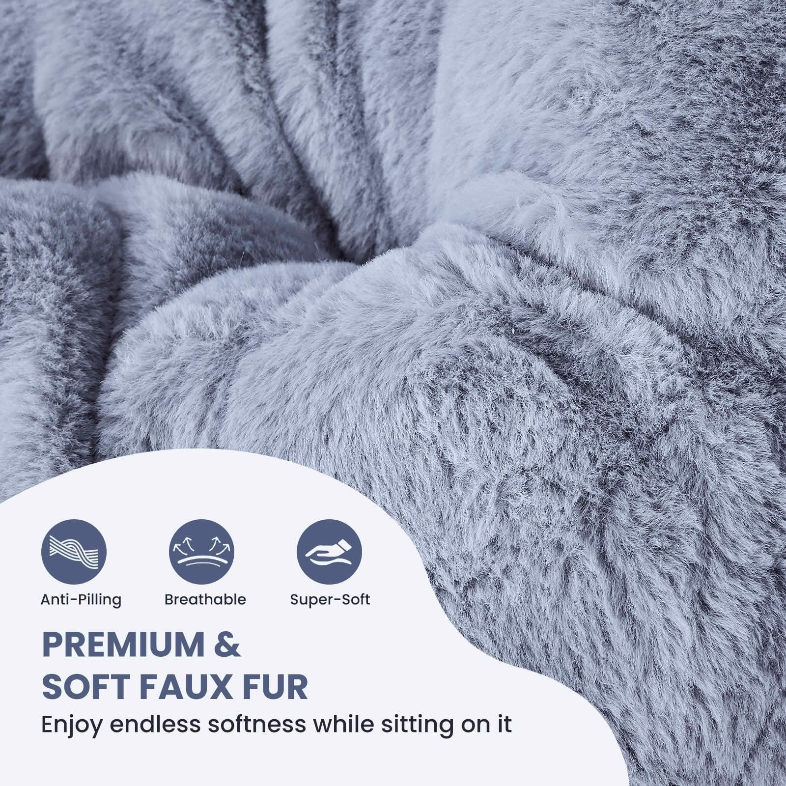 MAYEERTY Faux Fur Folding Lounge Chair Soft Large