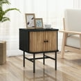 thumbnail image 2 of Costway Table de Chevet à Porte Coulissante, Style Mi-Siècle Moderne, Table d'Appoint de Rangement avec Armoire, Noir, 2 of 10