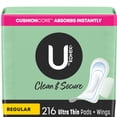 thumbnail image 1 of Almohadillas sanitarias U de Kotex Clean & Secure ultrafinas con alas, 1 of 9