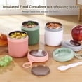 thumbnail image 3 of 6 Pcs Insulated Food Container Set with Folding Spoon, 17.9 oz Soup Thermal Cup, Stainless Steel Food Jar with Handle, Hot and Cold Food Container for School Office Picnic, Green, White, Pink, 3 of 6
