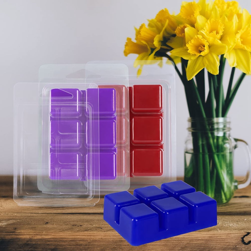 100 Packs Wax Melt Clamshells Molds, Clear Empty Plastic Square Tray for Wax Tarts Candles