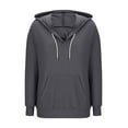 thumbnail image 5 of YOIAVAIOY Womens Waffle Sweatshirt V Neck Drawstring Hoodie Lightweight Casual Trendy Pullover Sweatshirt with Kangaroo Pocket Gray S, 5 of 7