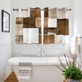 thumbnail image 3 of Brown Geometric Kitchen Curtains Short 45 Inch Length, Vintage Oil Painting Contemporary Grommet Top Bedroom Living Room Curtains, Light Filtering Cafe Curtain Drapes 2 Panels Set 84''x45'', 3 of 9