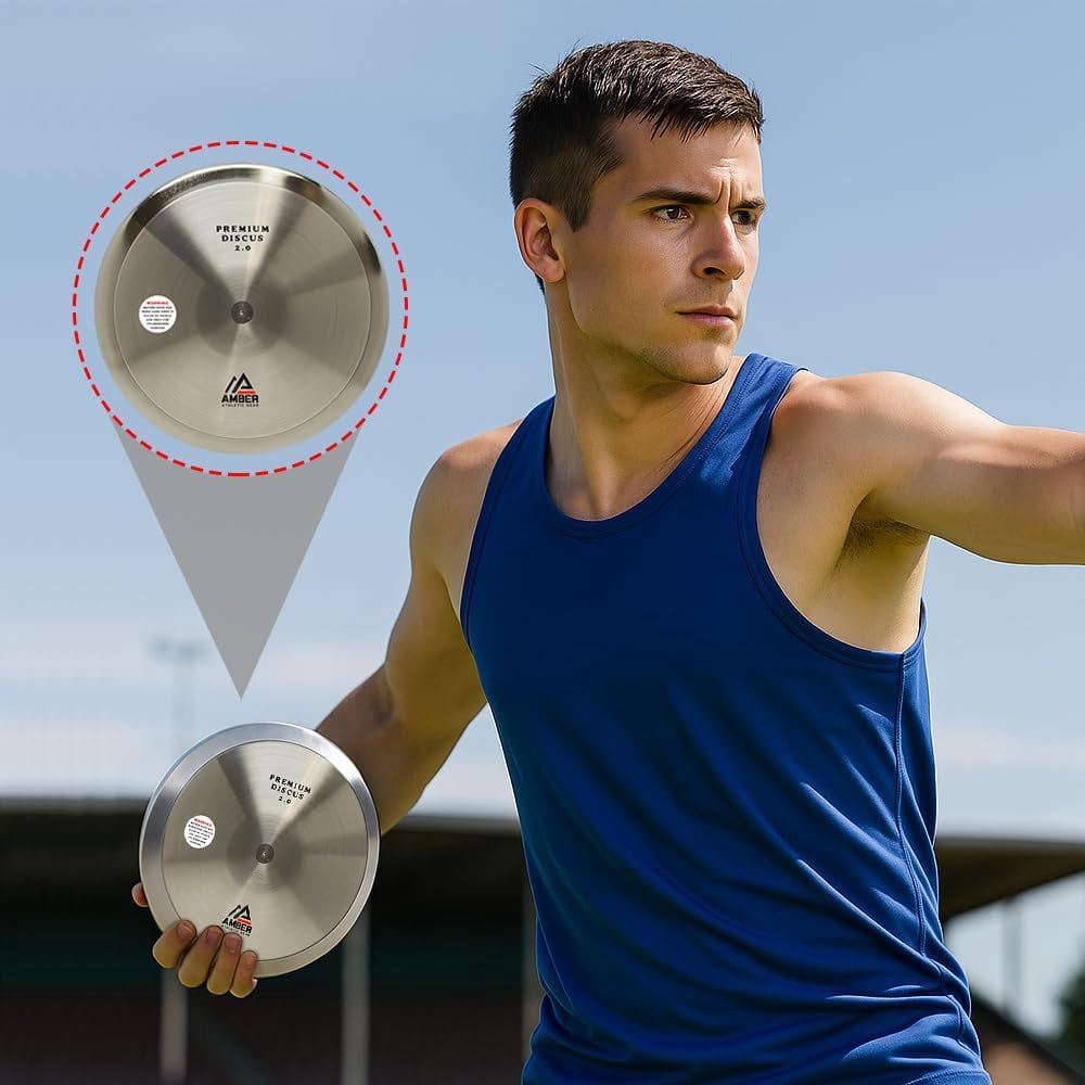 Amber Sporting Goods Premium Discus for Track & Field Training and Competition - 70% Rim Weight, Sturdy Chrome-Plated Design, Centerless Construction, Available in 1kg, 1.6kg, and 2kg