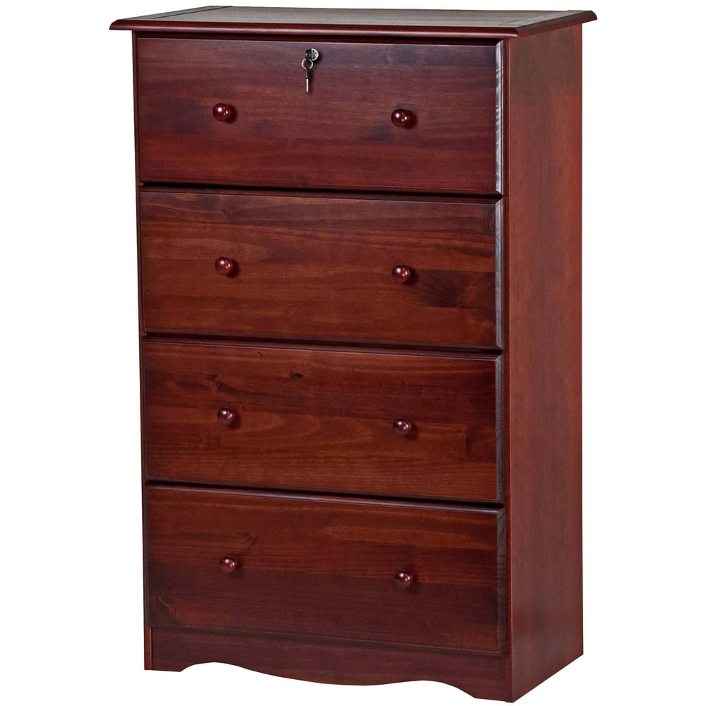 100 Solid Wood 4Super Jumbo Drawer Chest With Lock 5342 by Palace