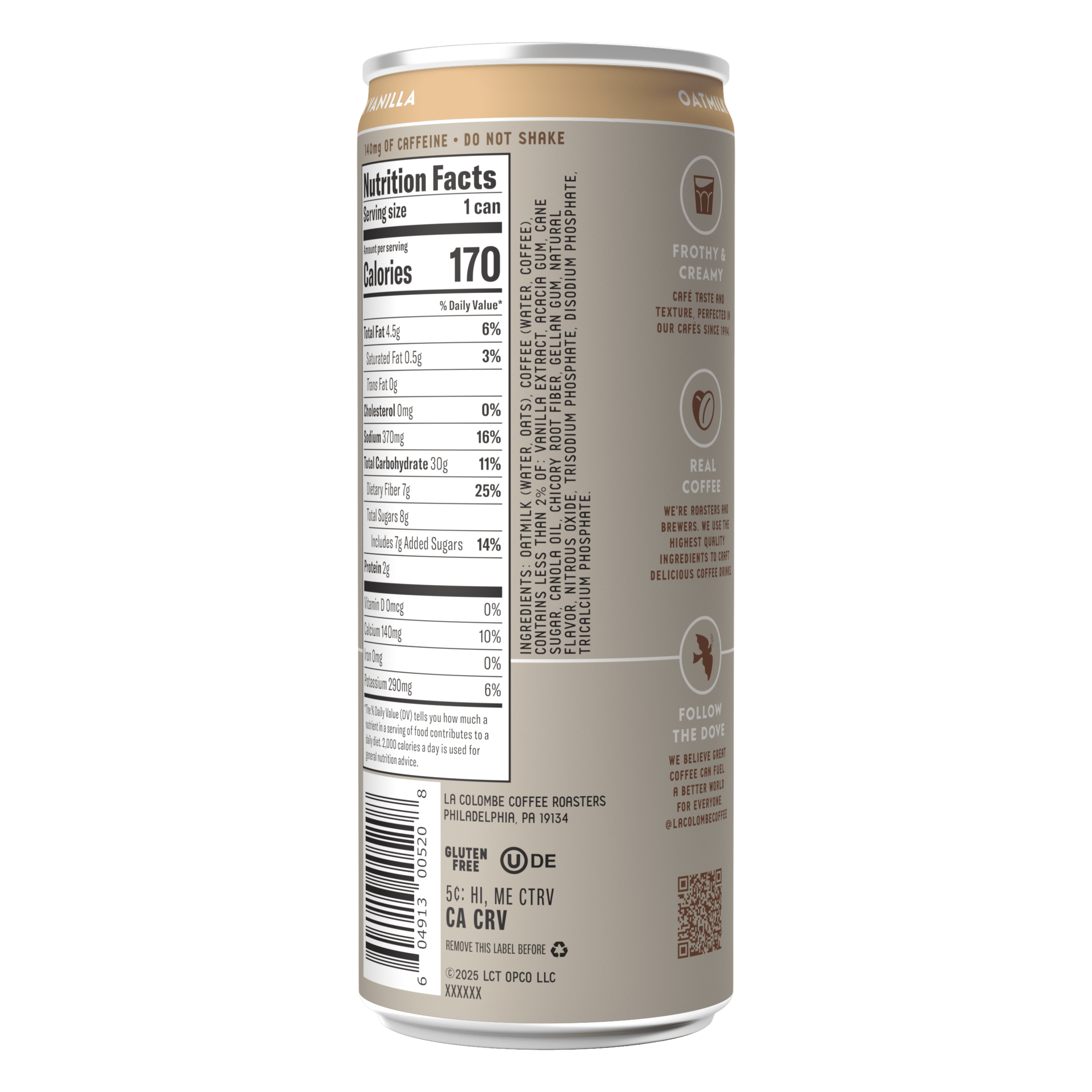 La Colombe Coffee, Oatmilk Vanilla Latte, 11 fl oz Cans